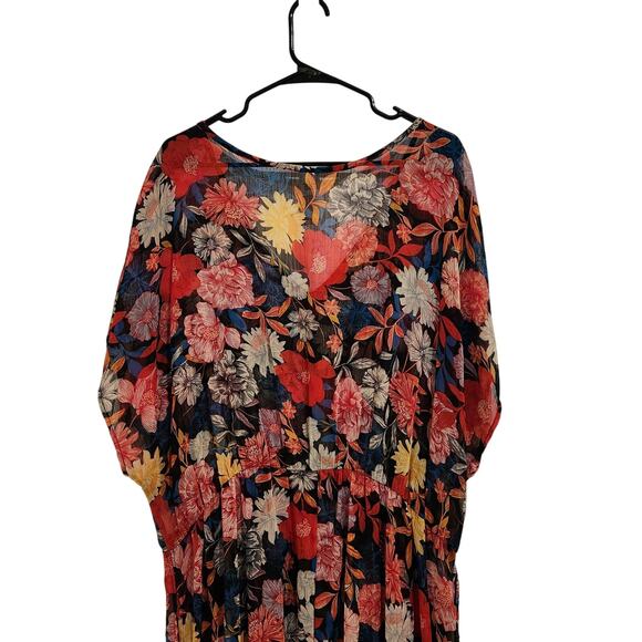 Time & Tru Tropical Lace Trimmed Pullover Boho Swim Cover Up Multi Size 2X - Picture 5 of 7